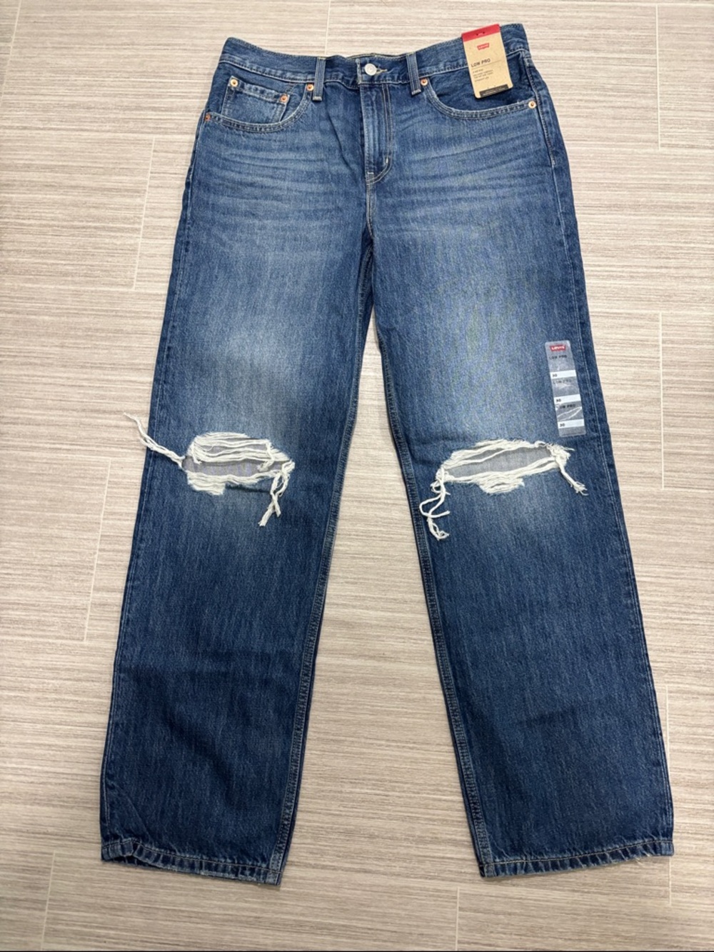 Levi's® Low Pro Mid Rise Destructed Straight Jeans